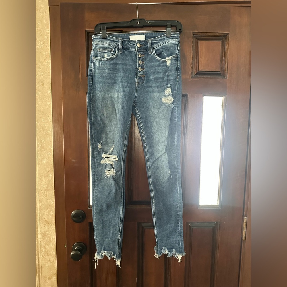 High Rise Distressed Denim Jeans